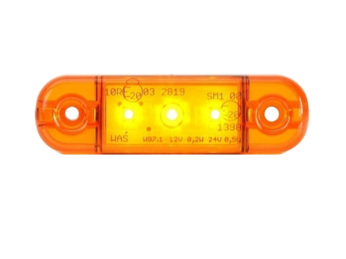 WAŚ LED markeringslamp oranje met 3 LED's - geschikt voor 12 en 24 volt gebruik - auto, aanhanger, tractor, vrachtwagen, camper en meer - EAN: 5901323111525