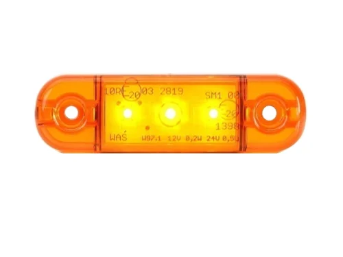 WAŚ LED Markierungsleuchte orange mit 3 LED's - geeignet für 12 und 24 Volt Einsatz - PKW, Anhänger, Traktor, LKW, Wohnmobil und mehr - EAN: 5901323111525