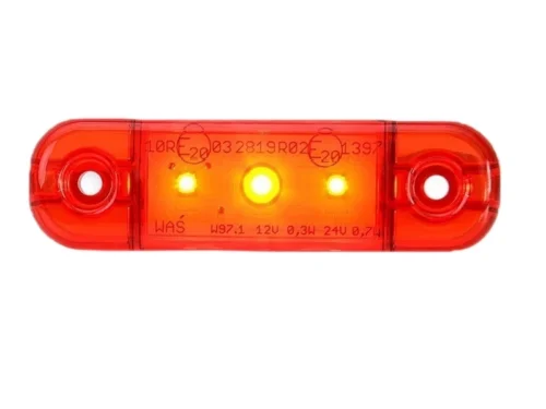 WAŚ LED Markierungslampe rot mit 3 LED's - geeignet für 12 und 24 Volt Einsatz - PKW, Anhänger, Traktor, LKW, Wohnmobil und mehr - EAN: 5901323111532