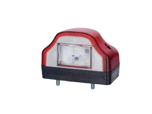 Horpol LTD232 LED license plate lamp with red hood and red LED's - license plate light for 12 and 24 volts - car, trailer, truck, tractor, camper and more - EAN: 2000010025084