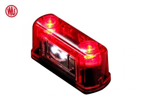 WAŚ W53 LED kenteken verlichting - met rood naar achter schijnende LED - voor auto, vrachtwagen, aanhanger, tractor en meer