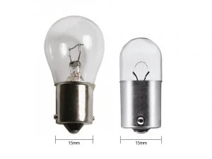 Original mounted BA15S lamp - R5W - R10W - P21W suitable for 12 & 24 volts - ORANGE