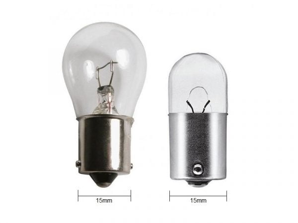 Original montierte BA15S Lampe - R5W - R10W - P21W geeignet für 12 & 24 Volt - ROT