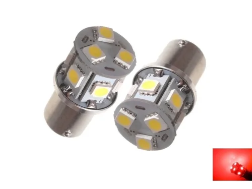 BA15S LED lamp ROOD - geschikt voor 12 & 24 volt gebruik - voor achterlicht, remlicht, stadslicht en interieur - EAN: 6090428883884