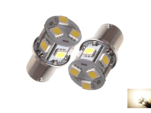 BA15S LED lamp warm white 3000K - suitable for 12 & 24 volt use - for daytime running lamp, double burner, parking light and interior - EAN: 6090429047056