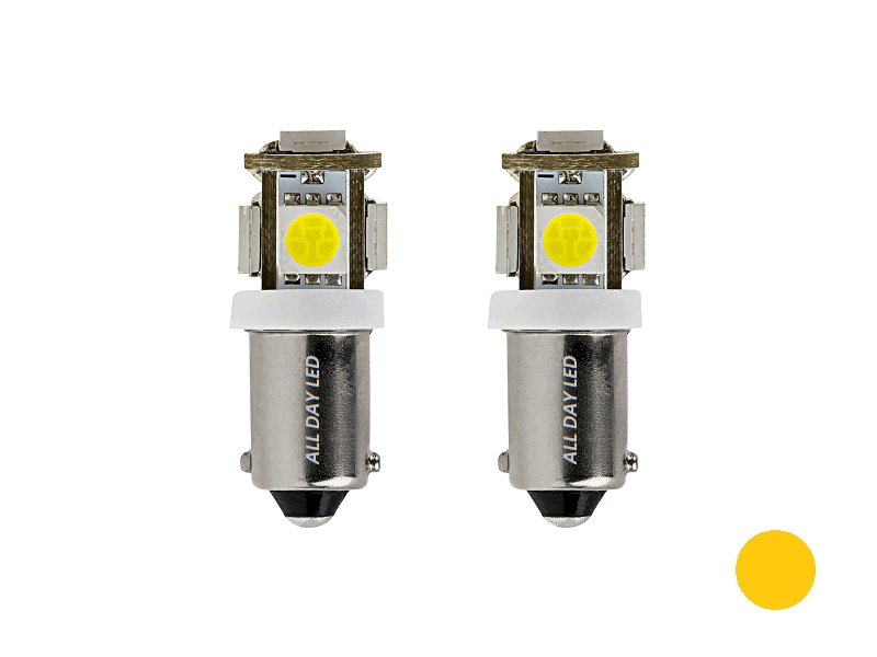 BA9S LED Lampe gelb - geeignet für 24 Volt Einsatz - Innenbeleuchtung für LKW, Wohnmobil und mehr - mit 5 SMD LED's - EAN: 6090553849816