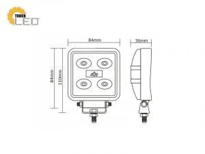 TruckLED LED work lamp square 15W - suitable for 12&24 volt - with 30cm connection cable - for car, truck, trailer, camper, tractor and more - EAN: 2000010040865