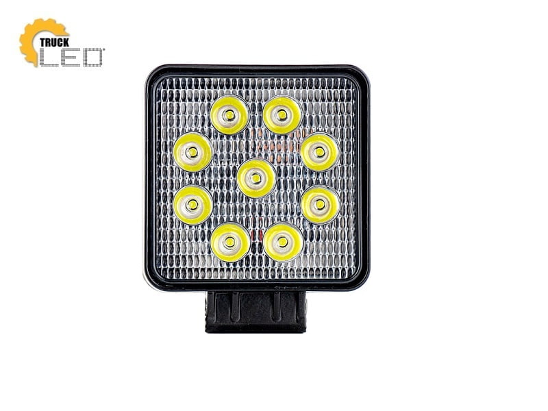 TruckLED LED werklamp vierkant 27W - geschikt voor 12&24 volt - met aansluitkabel - voor auto, vrachtwagen, aanhangwagen, camper, tractor en meer - EAN: 2000010032822