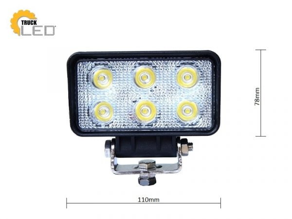 LED werklamp recht 18W - geschikt voor 12&24 volt - met aansluitkabel - voor auto, vrachtwagen, aanhangwagen, camper, tractor en meer - EAN: 2000010037896