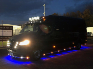 LA Quick fit LED lamp BLUE mounted on a Mercedes Sprinter - EAN: 6090544825881