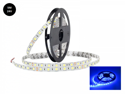 Truck LED Streifen BLAU - LED Streifen für 24 Volt Einsatz - ohne Silikonschicht - Länge 5 Meter - EAN: 6090433658606