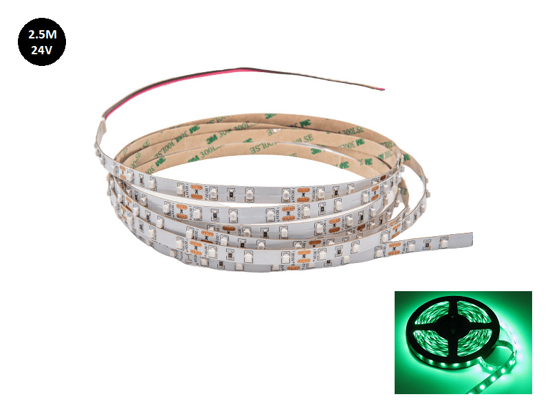 LED strip groen 24 Volt vrachtwagen 2.5 meter zonder silicone laag IP33 - EAN: 6090443970965