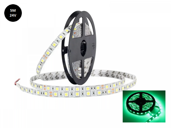 LED strip green for the truck - 5 meters long with silicone layer - suitable for 24 volts - EAN: 6090436317388