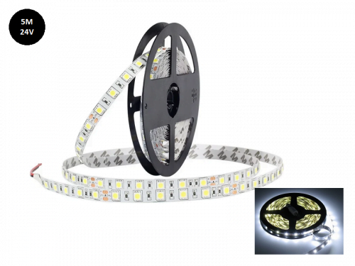 LED strip xenon wit 6000K voor in de vrachtwagen - 5 meter lang met silicone laag - geschikt voor 24 volt - EAN: 6090433524505