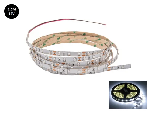 12 Volt LED strip xenon white 6000K 2.5 with silicone layer IP65 - 3528 LED's for car, trailer and more - EAN: 6090435318393