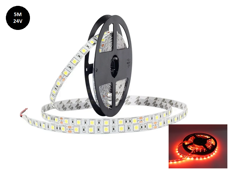 Roter LED Streifen 24 Volt - zur Verwendung in Ihrem LKW-Innenraum - LED Streifen mit Silikonschicht - EAN: 6090438282295