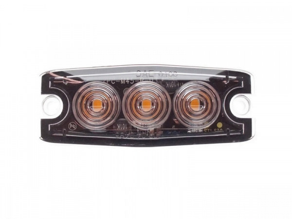 Ultra dunne 3 LED flitser ORANJE voor opbouw montage - plat model voor de voorgrille of achterkant van uw auto, vrachtwagen, aanhanger, tractor en meer - te gebruiken voor 12 & 24 volt - EAN: 6090429260226