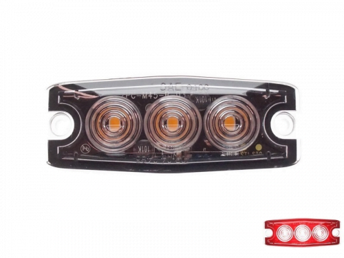 Ultradünnes 3 LED Blitz ROT zur Aufputzmontage - flaches Modell für den Kühlergrill oder Heck Ihres PKW, LKW, Anhänger, Traktor und mehr - verwendbar für 12 & 24 Volt - EAN: 6090429764779