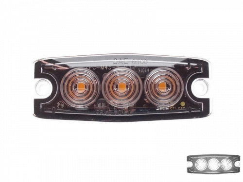 Ultra dunne 3 LED flitser WIT voor opbouw montage - plat model voor de voorgrille of achterkant van uw auto, vrachtwagen, aanhanger, tractor en meer - te gebruiken voor 12 & 24 volt - EAN: 6090429563532