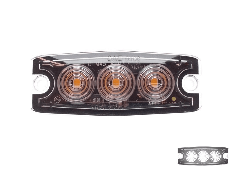 Ultra dunne 3 LED flitser WIT voor opbouw montage - plat model voor de voorgrille of achterkant van uw auto, vrachtwagen, aanhanger, tractor en meer - te gebruiken voor 12 & 24 volt - EAN: 6090429563532