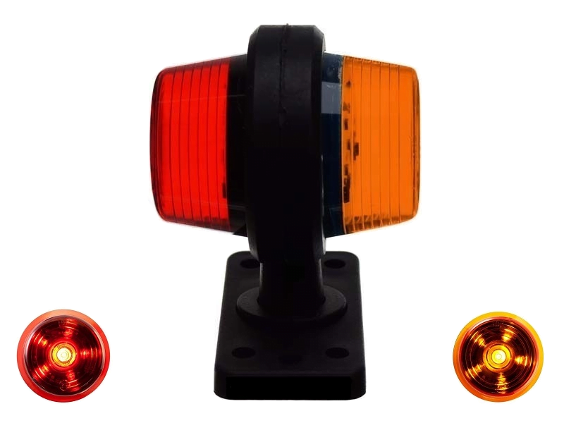 Gylle Deense LED breedtelamp voor 12 & 24 volt gebruik oranje - rood met gekleurd glas - breedtelamp vrachtwagen - breedtelamp aanhanger - breedtelamp Deense bumper