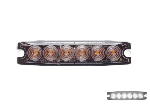 Ultradünne 6 LED flash WHITE zur Aufputzmontage - flaches Modell für den Kühlergrill oder Heck Ihres PKW, LKW, Anhänger, Traktor und mehr - verwendbar für 12 & 24 Volt - EAN: 6090440356342