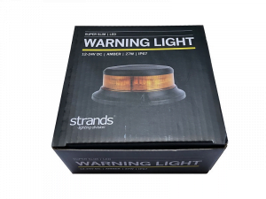 ADL89060 in de verpakking - Strands LED zwaailamp - model SLIM - oranje glas