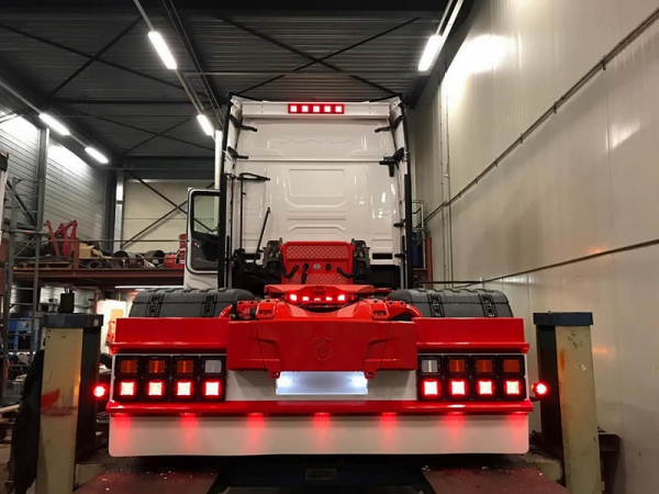 Danish rear bumper with STRANDS IZE LED reversing light clear glass - made by van der Heijden Truckstyling - EAN: 7323030001278