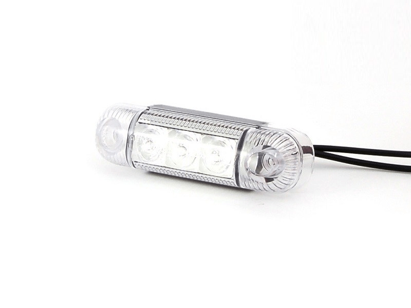 WAŚ W61 LED markeringslamp wit - helder glas - markeringslamp die geschikt is voor 12 en 24 volt gebruik - toepasbaar op aanhanger, vrachtwagen, trailer, camper, caravan, tractor en meer - EAN: 5907465127189