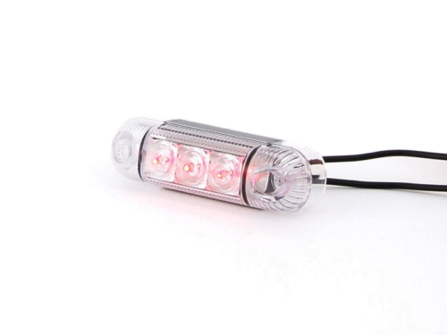 WAŚ W61 LED markeringslamp rood - helder glas - markeringslamp die geschikt is voor 12 en 24 volt gebruik - toepasbaar op aanhanger, vrachtwagen, trailer, camper, caravan, tractor en meer - EAN: 5907465127202