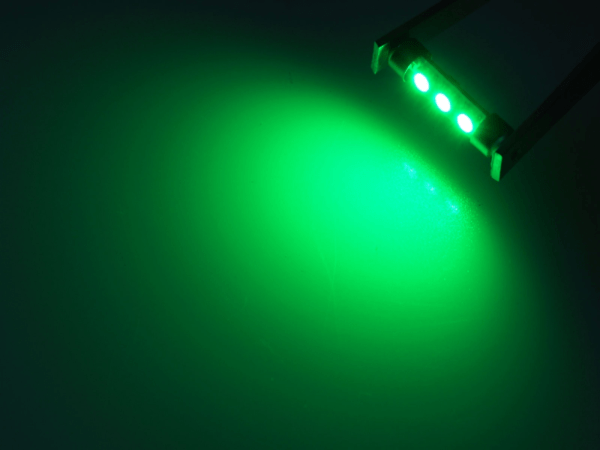 Festoon LED buislamp 36mm voor 24 volt gebruik - kleur groen - EAN: 6090542512561