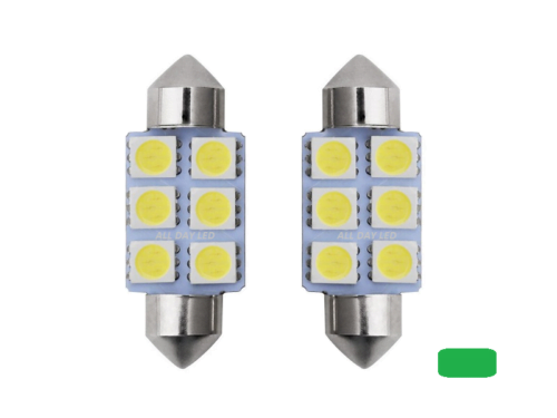 Festoon LED buislamp 36mm voor 24 volt gebruik - kleur groen - EAN: 6090542512561