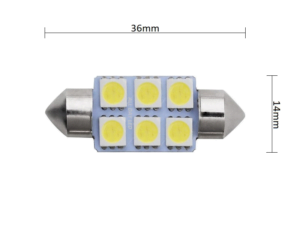 Festoon LED buislamp 36mm voor 24 volt gebruik - kleur rood - EAN: 6090542080084
