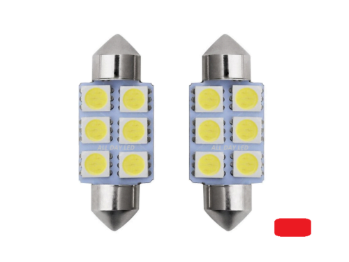 Festoon LED buislamp 36mm voor 24 volt gebruik - kleur rood - EAN: 6090542080084