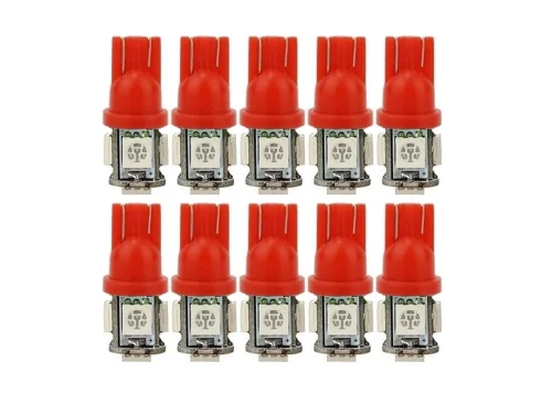 T10 led lamp rood 24V - voordeelverpakking 10 stuks - voor 24 volt gebruik - EAN: 6090537210298