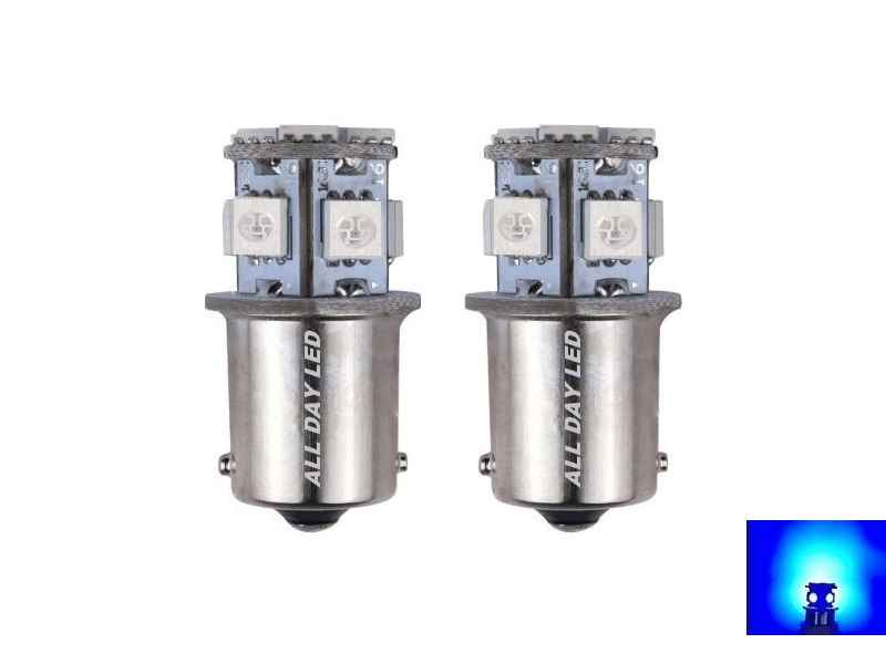 BA15S LED lamp blauw - geschikt voor 24 volt gebruikt - interieurverlichting voor vrachtwagen, camper en meer - met 8 SMD LED's - EAN: 7448151767770