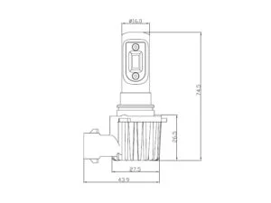 Afmetingen ADL00165 - HB3 - 9005 LED lampen