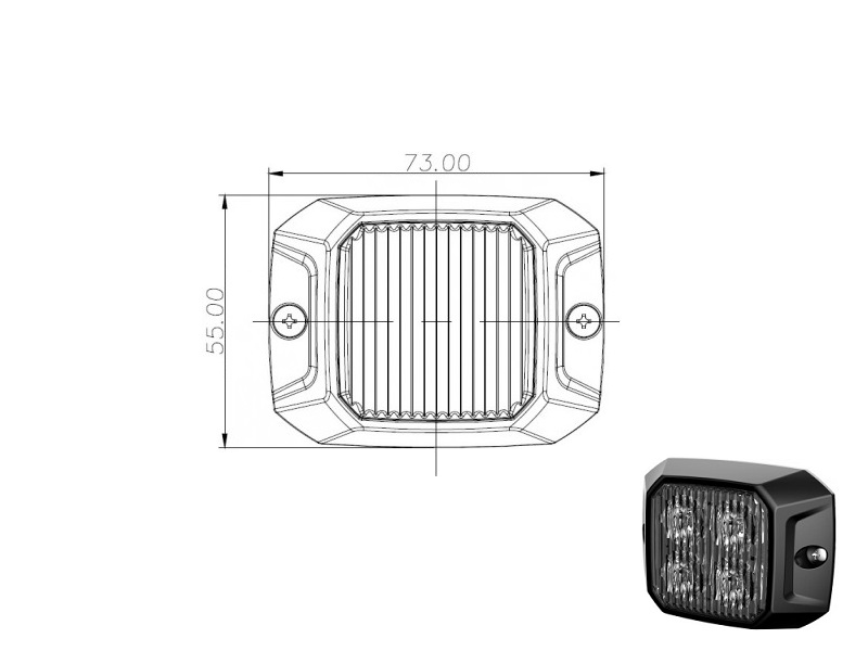 LED-Warn-Blitzer, orange, 12V/24V, superflach