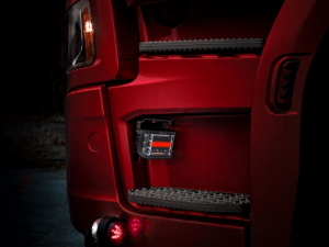 Strands LED work light mounted in the entrance of a Scania Next Gen
