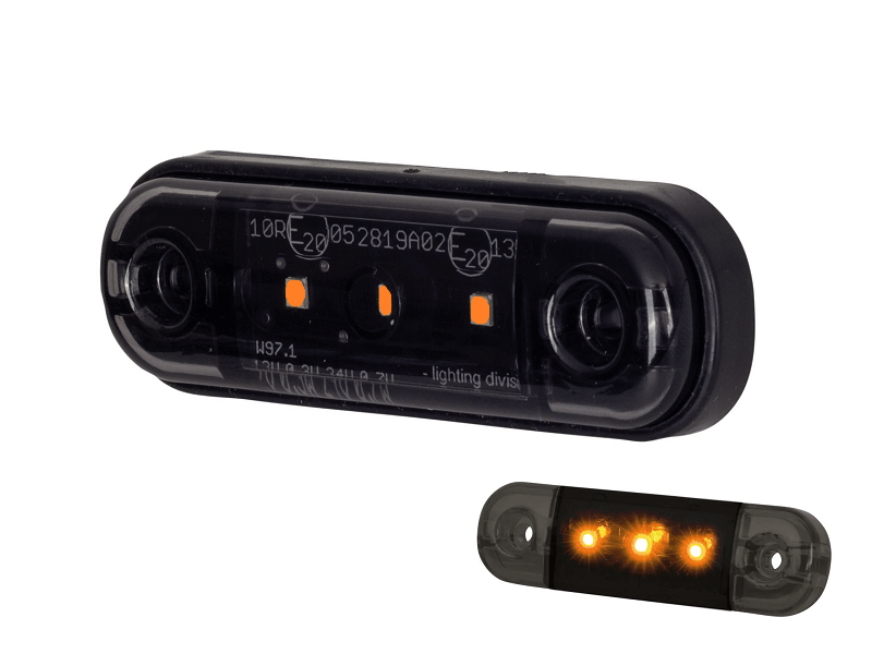 Strands Dark Knight markeringslamp oranje met 3 LED's - geschikt voor 12 & 24 volt gebruik - voor auto, aanhanger, vrachtwagen, trailer, camper en meer - EAN: 7323030187125