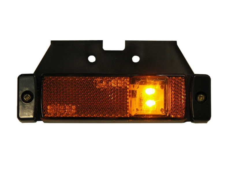 Strands markeringslamp ORANJE met reflector - geschikt voor aanhanger, trailer, vrachtwagen, tractor en meer - werkt op 12 en 24 volt - EAN: 7323030004347