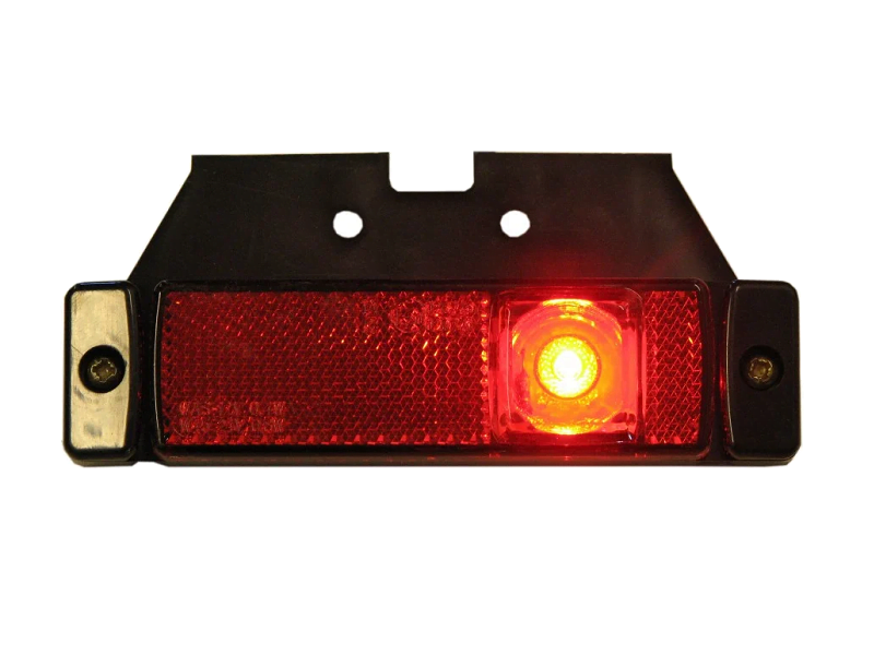 Strands markeringslamp ROOD met reflector - geschikt voor aanhanger, trailer, vrachtwagen, tractor en meer - werkt op 12 en 24 volt - EAN: 7323030003395
