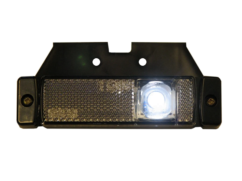 Strands markeringslamp WIT met reflector - geschikt voor aanhanger, trailer, vrachtwagen, tractor en meer - werkt op 12 en 24 volt - EAN: 7323030004286