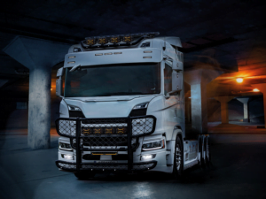 Scania Next Gen truck with LED spotlight from Strands - LED lamp with dark glass - EAN: 7350133810308