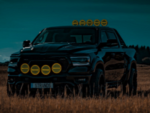 LED high beam with yellow glass fitted to Dodge Ram 1500 - fitted by Strands Lighting Division - EAN: 7323030185336