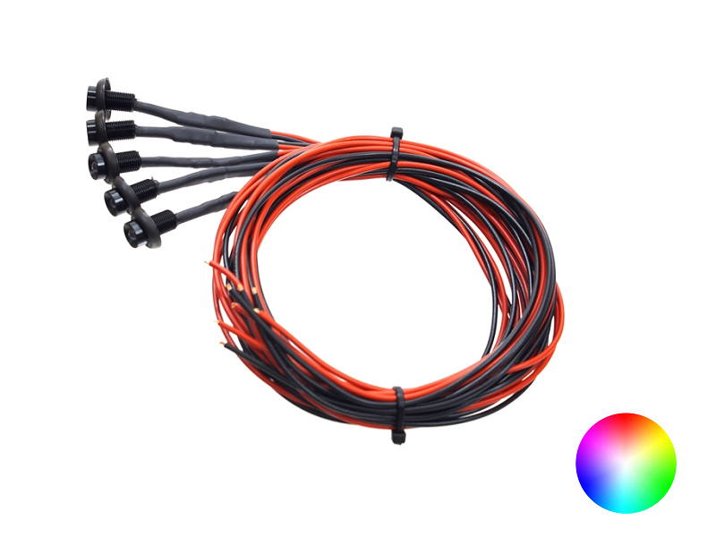 RGB LED Einbaustrahler 24V - 5 Stück - mit schwarzem Halter - LED Innenbeleuchtung für LKW - EAN: 6090549720785