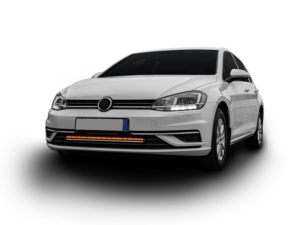 Volkswagen Golf with a LED bar mounted in the front grille. LED bar of the brand Strands.