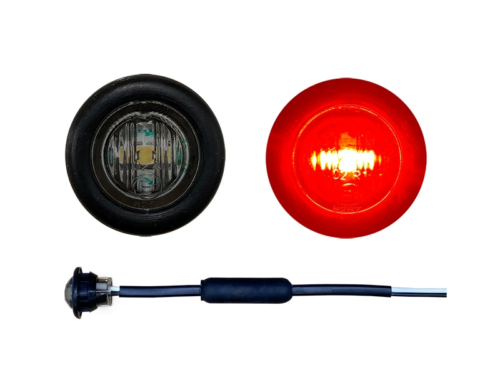 Nedking LED marker lamp RED with dark glass in the shape round - built-in lamp suitable for 12 & 24 volt use - 28mm - EAN: 6090541653685