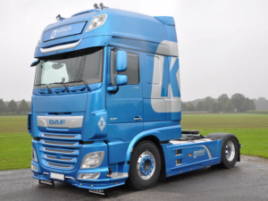DAF XF with LED light plate on the cab