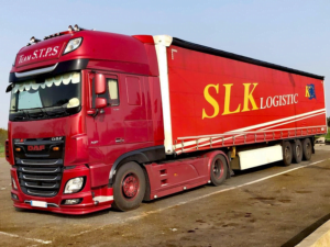 DAF XF with LED light plate on the cab